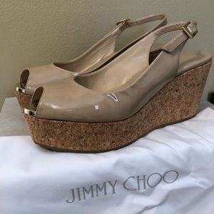 Jimmy Choo “Praise” Open Toe Slingback Wedge